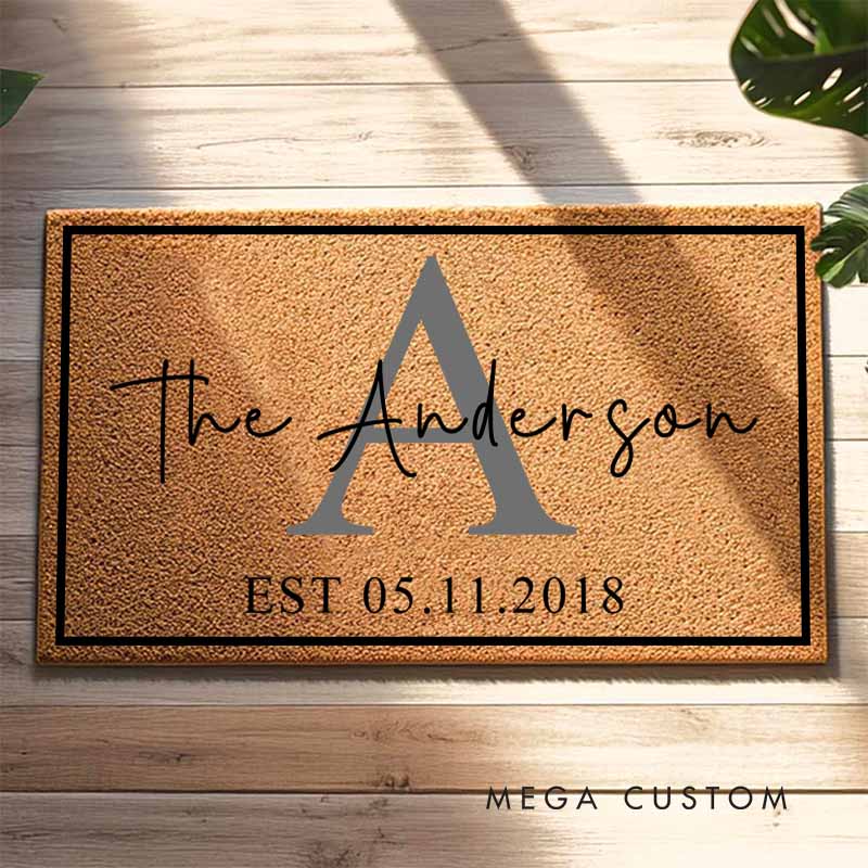 Personalized Couple Wedding Anniversary Doormat Monogram Last Name Design Doormat Newlyweds Anniversary Doormat for Husband Wife
