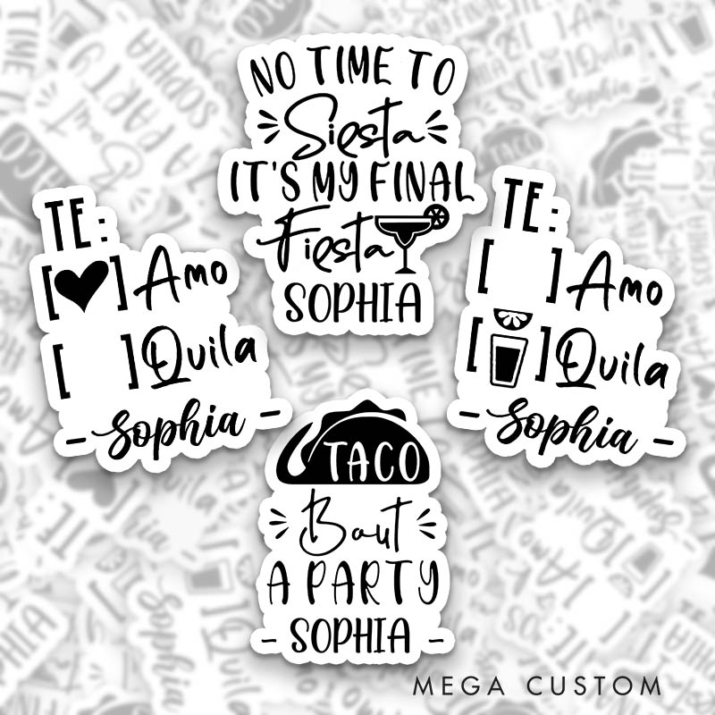 Personalized Bride No Time to Siesta It's My Final Fiesta Sticker Bridesmaid Hen Party Sticker Team Bride Wedding Party Sticker Bachelorette Party