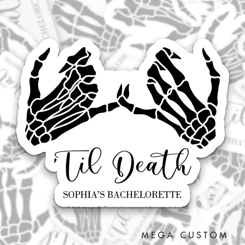 Personalized Bride ’Til Death Halloween Sticker Bridesmaid The Bach Sticker with Name Team Bride Wedding Hen Party Sticker Bachelorette Party Sticker