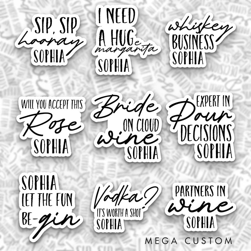 Personalized Funny Bride on Cloud Wine Sticker Bridesmaid Bachelorette Party Sticker Team Bride Hen Party Sticker Wedding Bridal Party Sticker