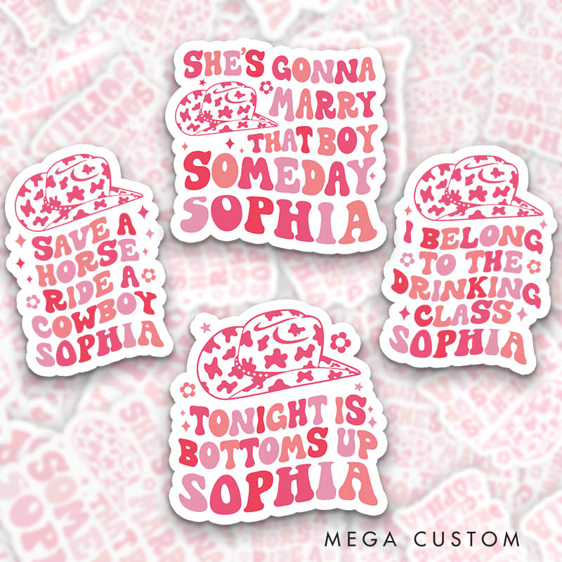 Personalized Cowgirl Bride She's Gonna Marry That Boy Someday Sticker Bridesmaid Bachelorette Party Sticker Team Bride Wedding Hen Party Sticker