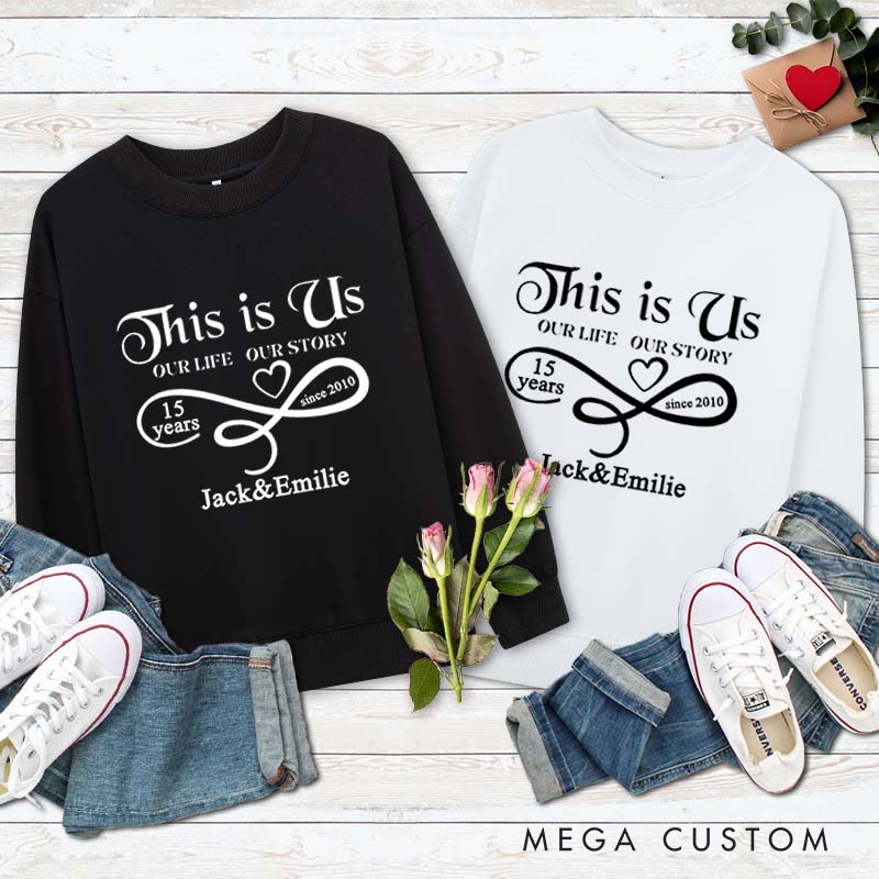 Personalized Husband and Wife Anniversary Hoodie 15th Anniversary Gift Sweatshirt Couple Sweatshirt for Her Him
