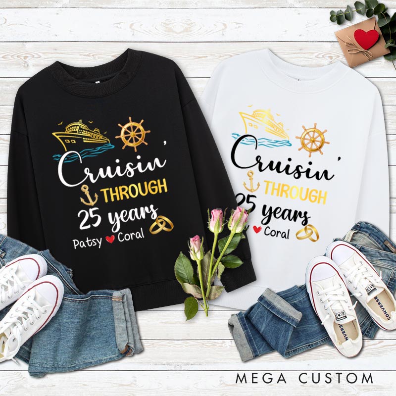 Personalized 25th Anniversary Sweatshirt 25 years Cruise Anniversary Outfits Couple Anniversary Gift Tops for Husband Wife