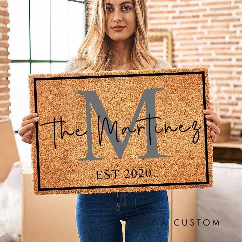 Personalized Couple Wedding Anniversary Doormat Monogram Last Name Design Doormat Newlyweds Anniversary Doormat for Husband Wife