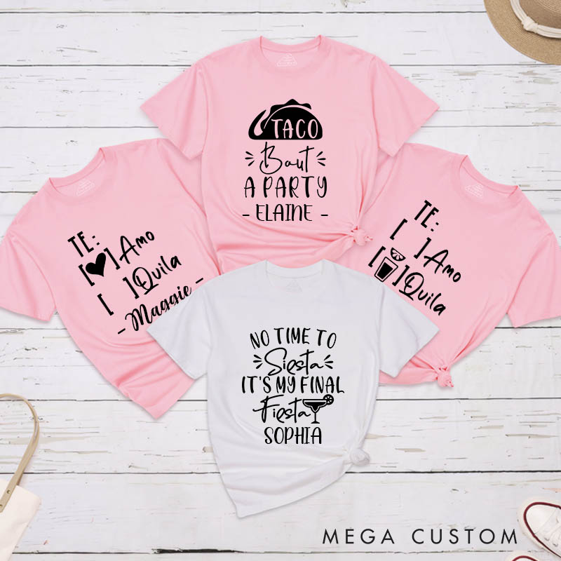 Personalized Bride It's My Final Fiesta Matching T-Shirt Bridesmaid T-Shirt Bride's Crew T-Shirt Wedding Bachelorette Party Gift