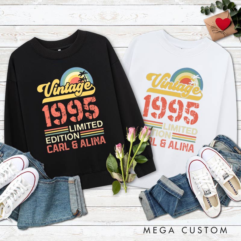 Personalized Couple 30th Cruise Anniversary Sweatshirt Vintage 1995 Limited Edition Anniversary Sweatshirt Retro Sunset Anniversary Outfit
