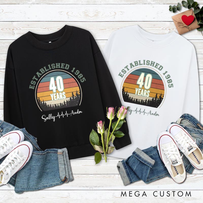 Personalized Couple 40th Anniversary Sweatshirt Established 1985 40th Years Anniversary Outfit Couple Anniversary Sweatshirt for Wife Husband