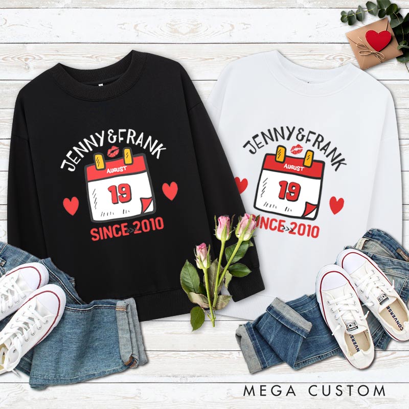 Personalized Couple 15th Anniversary Sweatshirt Special Date Calendar Designed Anniversary Outfit Couple Gift Sweatshirt for Wife Husband