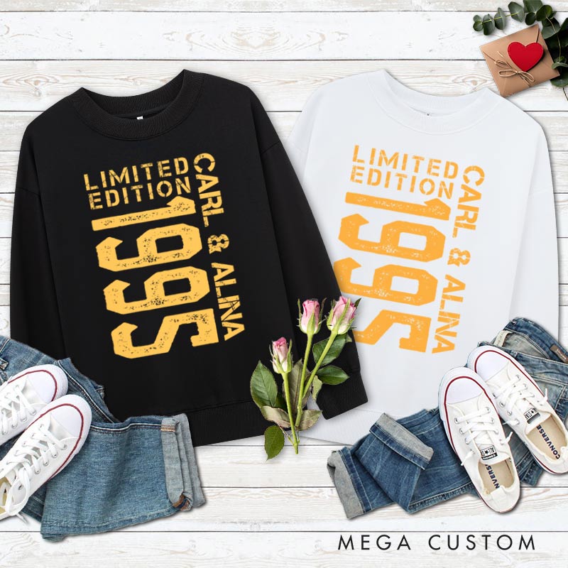 Personalized Couple 30th Anniversary Sweatshirt Limited Edition 1995 Anniversary Outfit for Couples Wife Husband Gift Top for Her Him