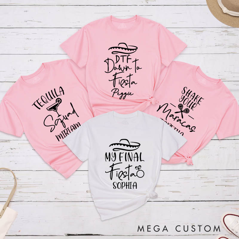 Personalized Bride My Final Fiesta Matching T-Shirt Bridesmaid T-Shirt Bride's Crew T-Shirt Wedding Bachelorette Party Gift