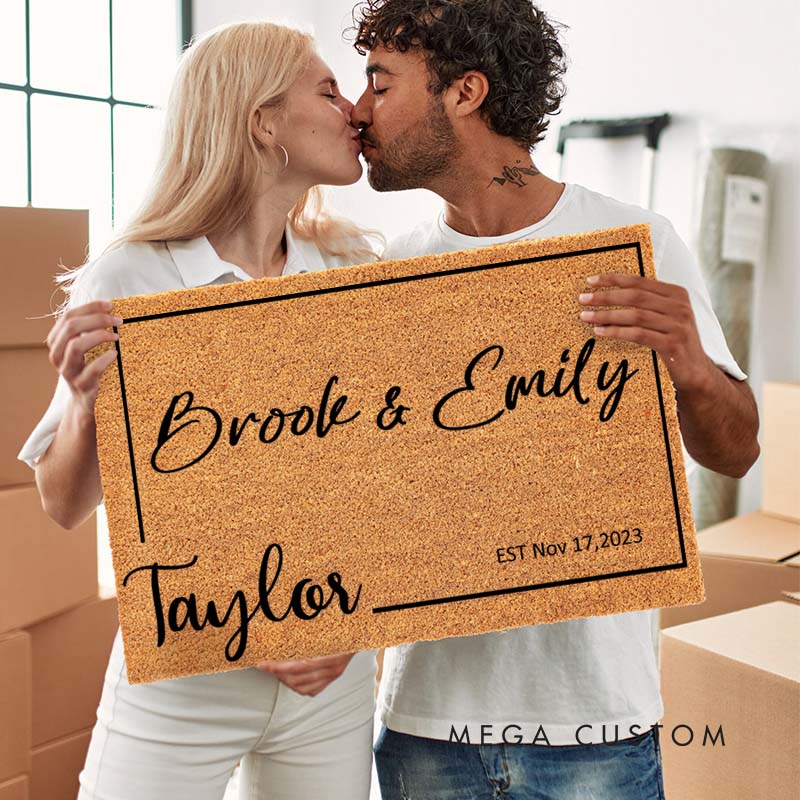Personalized Husband Wife Anniversary Doormat Couple Doormat with Last Name and Established Date Wedding Anniversary Doormat
