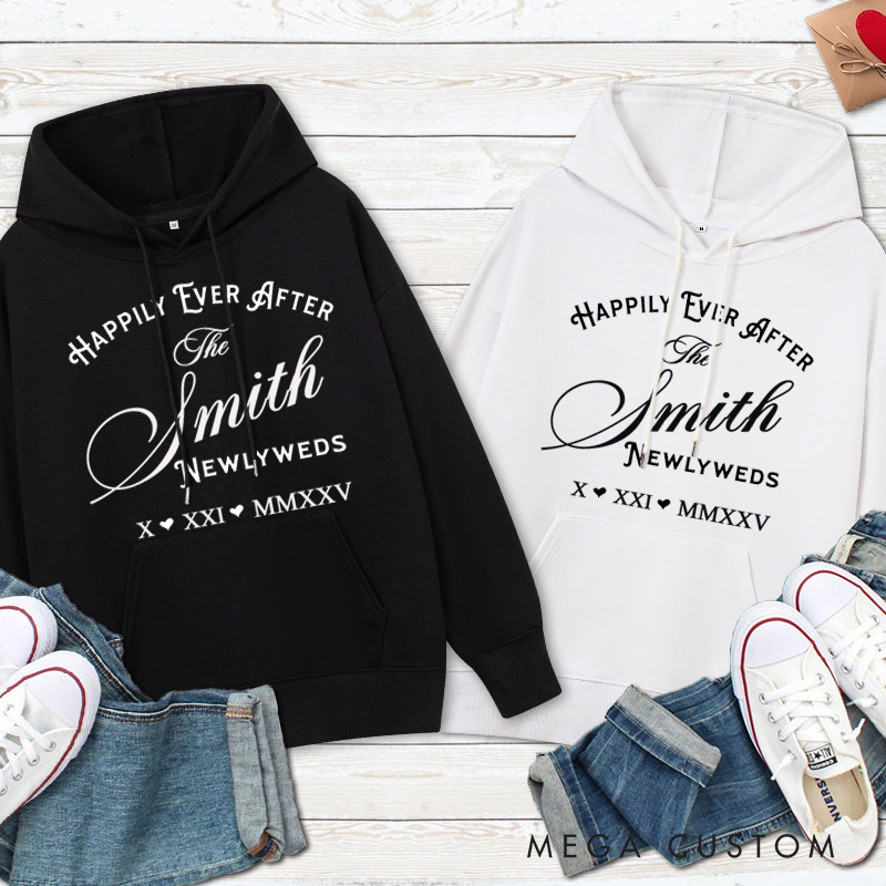 Personalized Newlyweds Happily Ever After Wedding Couple Hoodie