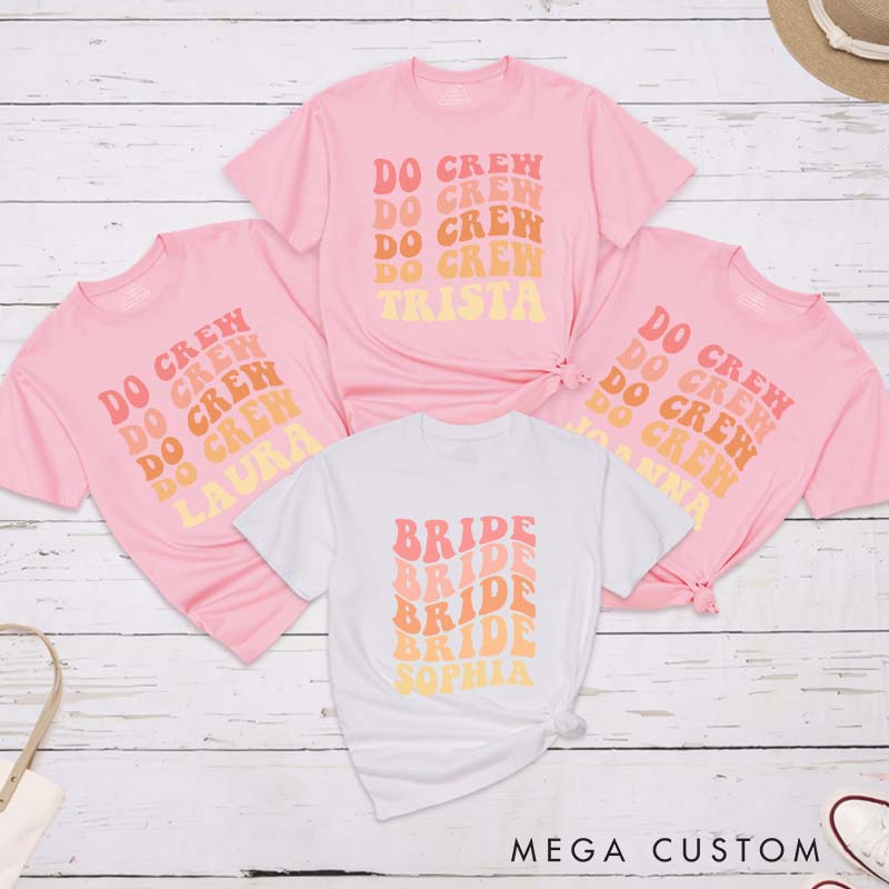 Personalized Colorful Bride Matching T-Shirt Do Crew T-Shirt Wedding Day T-Shirt Bachelorette Party Gift