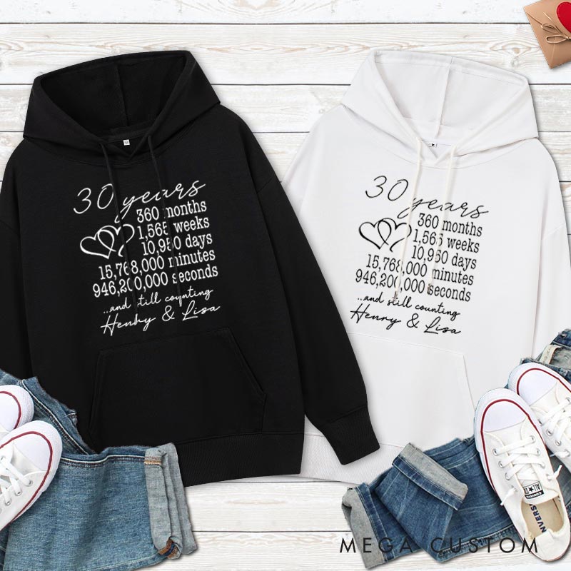 Personalized 30 Years and Counting Anniversary Hoodie Couple 30 Years Anniversary Top Wear for Wife Husband Anniversary Outfit for Couple