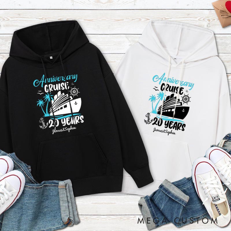 Personalized 20th Anniversary Cruise Hoodie Couple Cruise 20 Years Anniversary Top Wear Wife Husband Anniversary Outfit