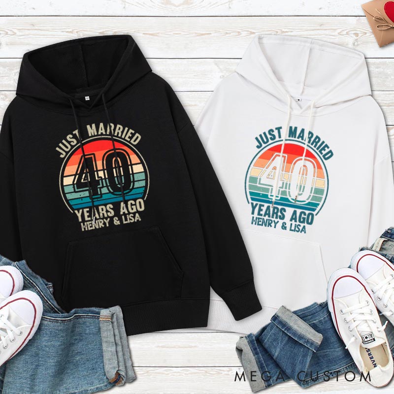 Personalized Just Married 40 Years Ago Anniversary Hoodie Couple 40 Years Anniversary Top Wear 40th Anniversary Outfit for Wife Husband