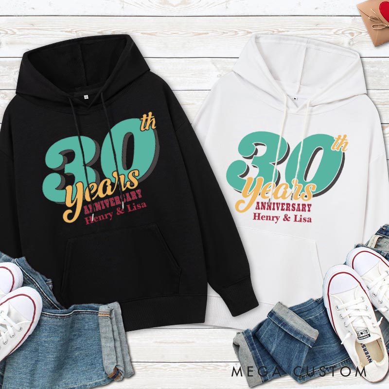 Personalized 30th Anniversary Celebration Hoodie Couple 30 Years Anniversary Outfit 30th Anniversary Top Wear for Wife Husband