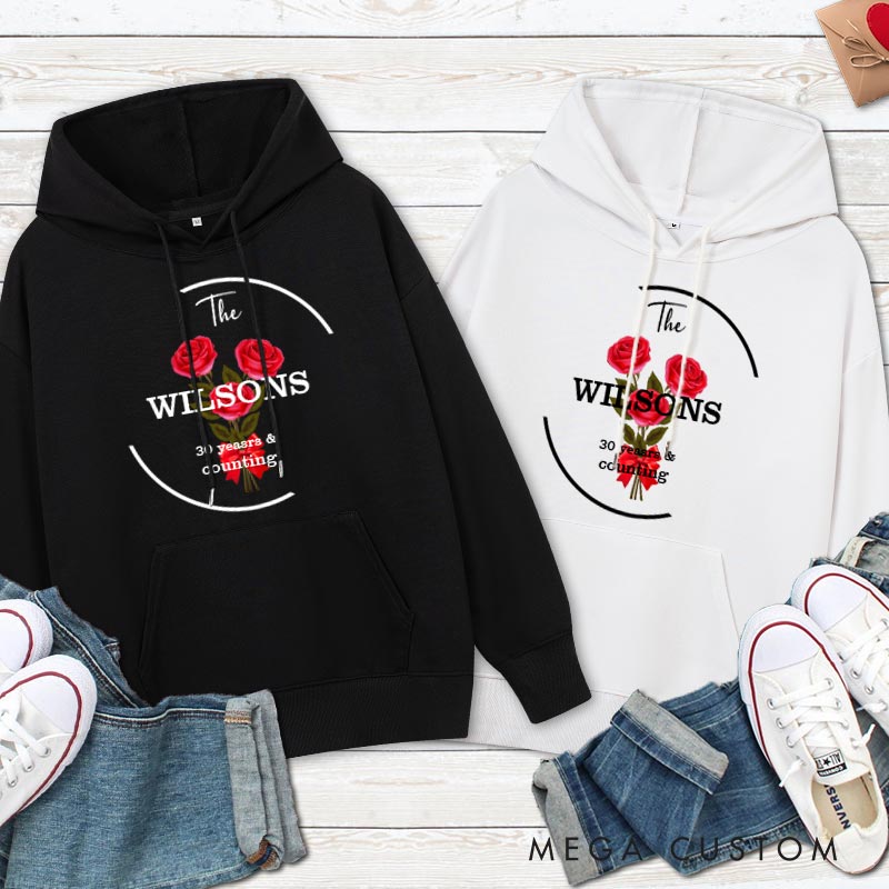 Personalized Personalized 30th Anniversary Rose Hoodie Couple 30 Years Top Wear 30th Rose Anniversary Outfit for Wife Husband
