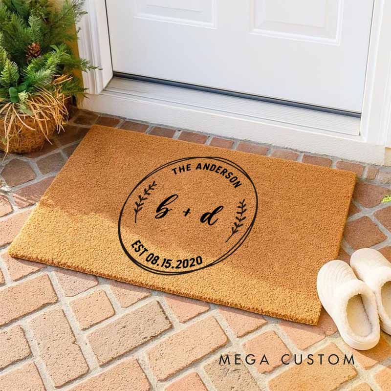Personalized Anniversary Doormat Couple Initials Wedding Anniversary Doormat with Name and Established Date Husband Wife Anniversary Gift