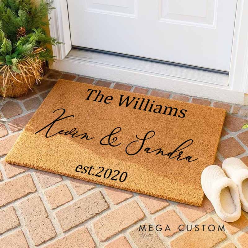 Personalized Couple Anniversary Doormat Couple Name Doormat with Last Name and Established Year Newlyweds Doormat for Him Her