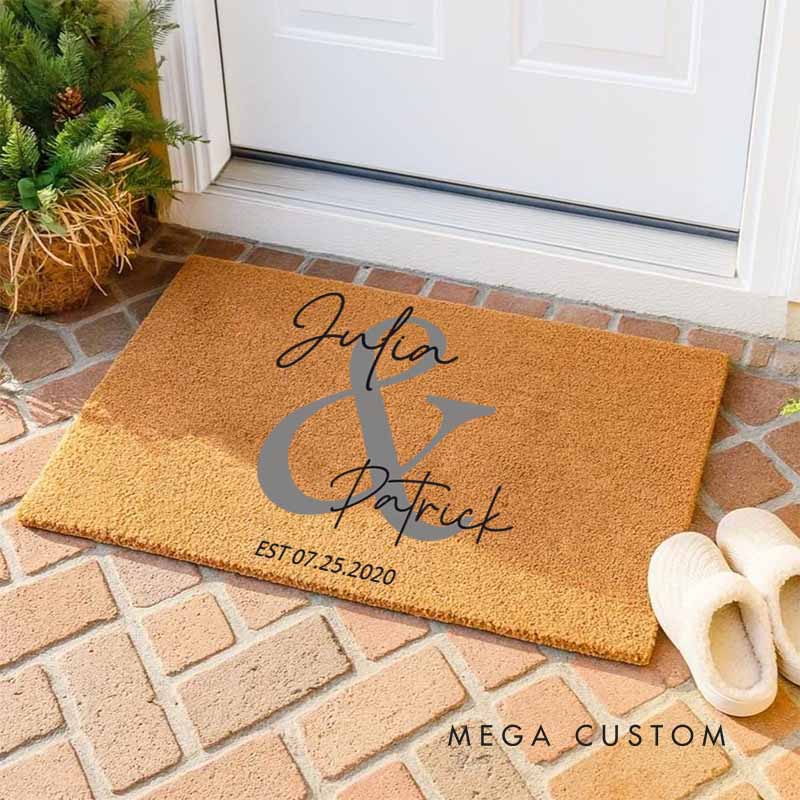 Personalized Couple Anniversary Doormat Elegant Doormat with Names and Established Date Wedding Anniversary Gift Doormat for Couple