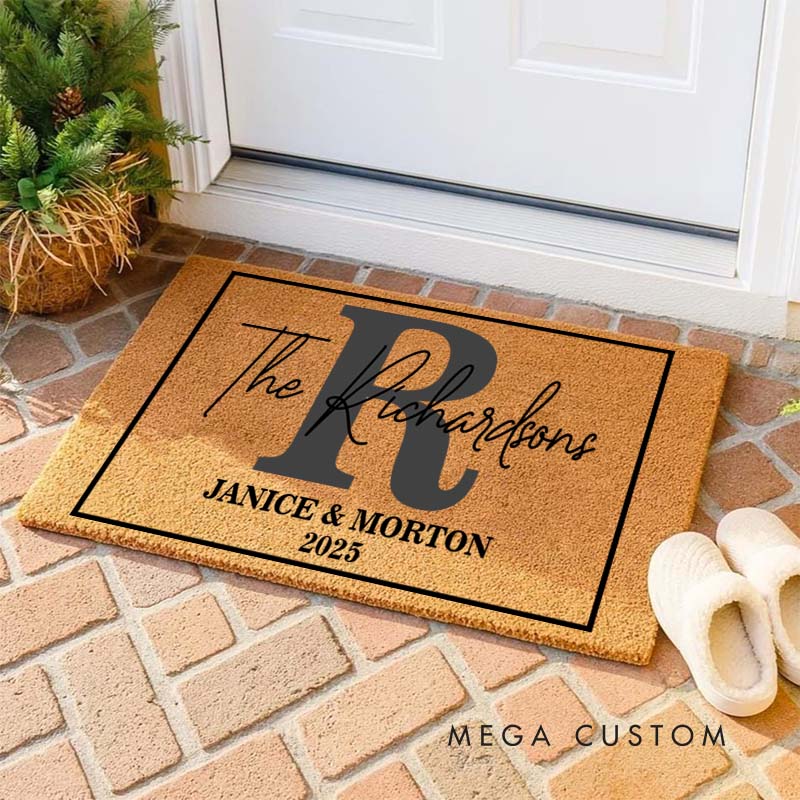 Personalized Couple Last Name Frame Doormat Custom Newlyweds First Name Door Mat Mr and Mrs Initials Doormat Hubby Wifey Husband Wife Gift for Him Her