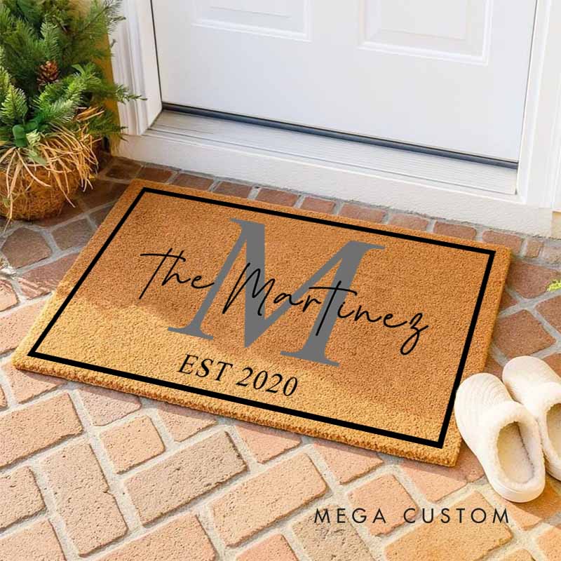 Personalized Couple Wedding Anniversary Doormat Monogram Last Name Design Doormat Newlyweds Anniversary Doormat for Husband Wife