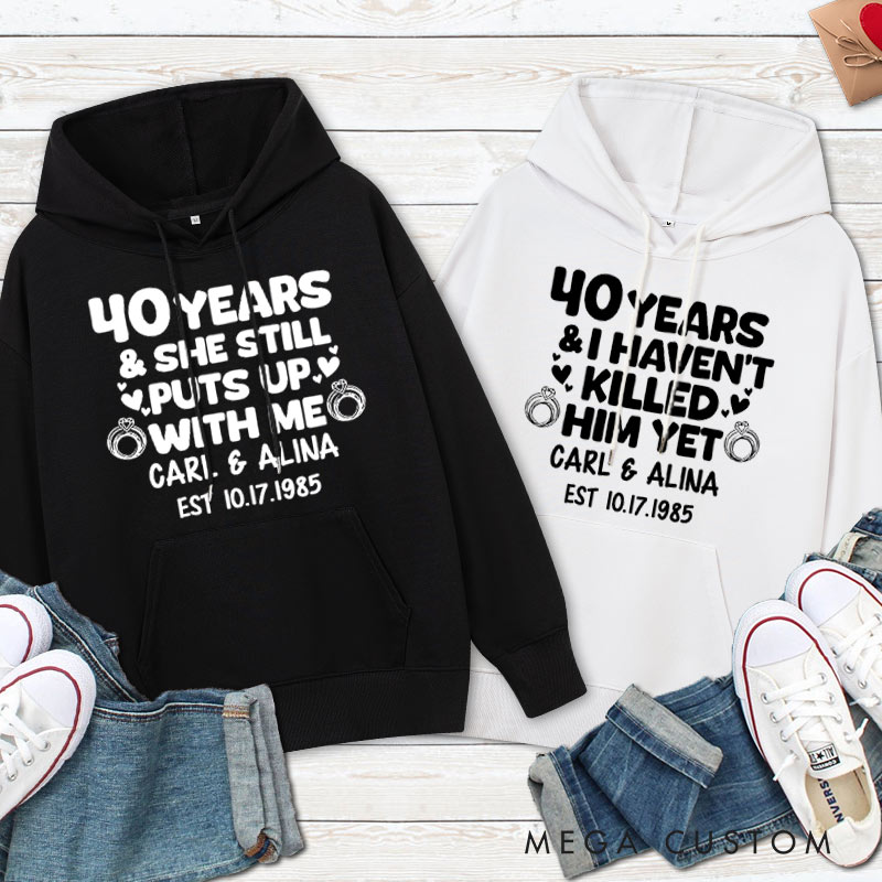 Personalized Funny 40th Anniversary Couple Hoodie Humor 40th Anniversary Hoodie for Couple Anniversary Outfit for Wife Husband