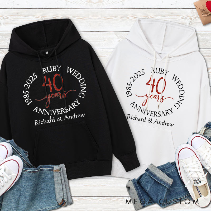 Personalized Ruby Wedding 40th Anniversary Hoodie Couple 40th Anniversary Hoodie for Couple 40 Years Anniversary Outfit for Wife Husband