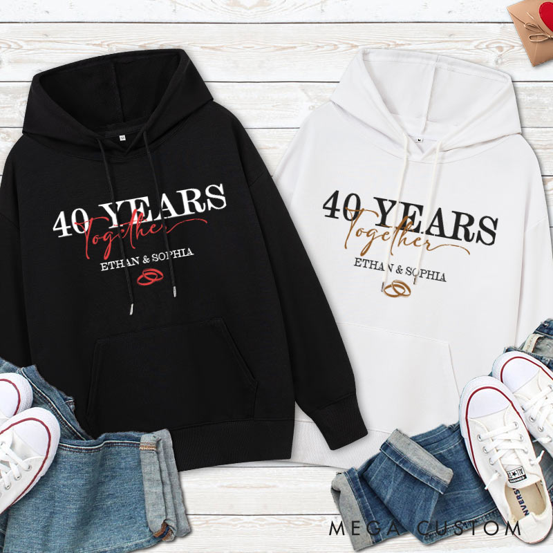 Personalized Couple 40 Years Together Anniversary Hoodie Husband Wife 40th Anniversary Outfit Couple Anniversary Hoodie for Her Him