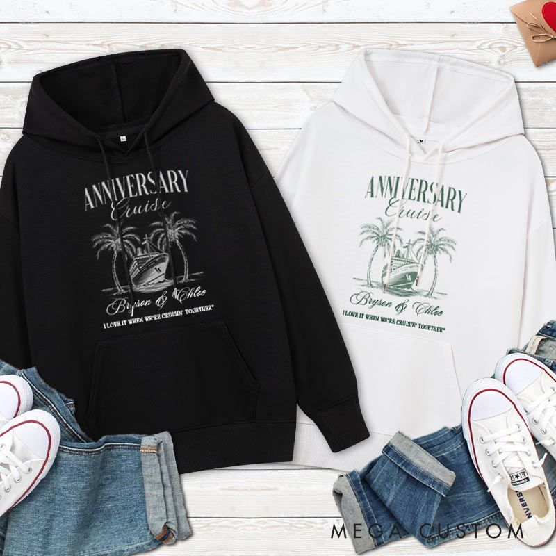 Personalized Anniversary Cruise Commemorative Hoodie Husband Wife Anniversary Outfit for Couple Anniversary Hoodie for Her Him