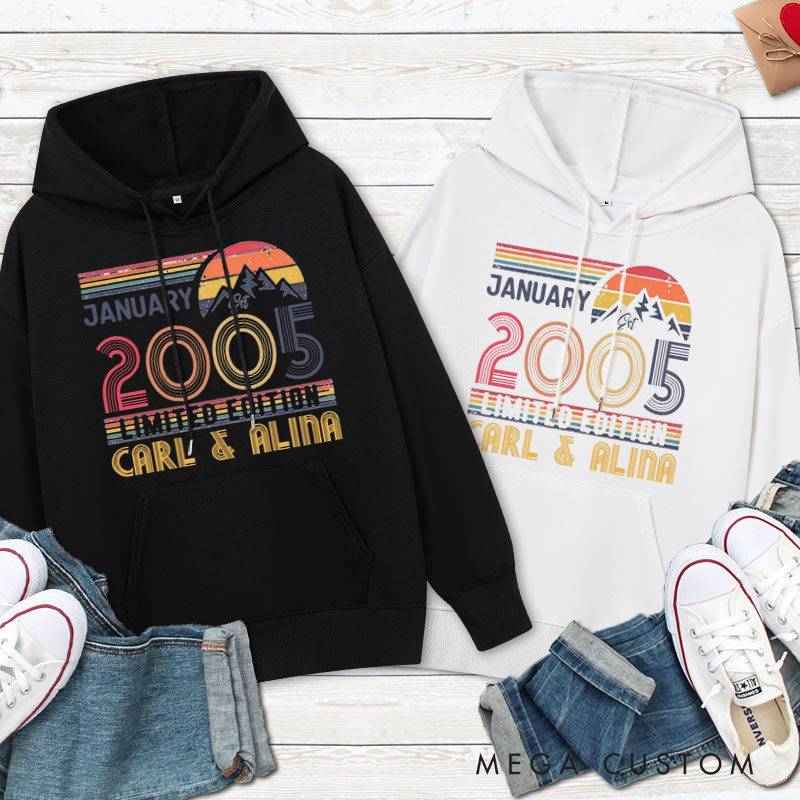 Personalized Limited Edition Couple Hoodie Vintage Anniversary Outfit for Husband Wife Couple Anniversary Hoodie for Her Him