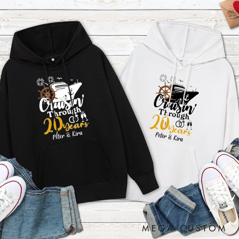 Personalized Cruisin' Through 20 Years Anniversary Hoodie 20th Couple Anniversary Outfit for Husband Wife