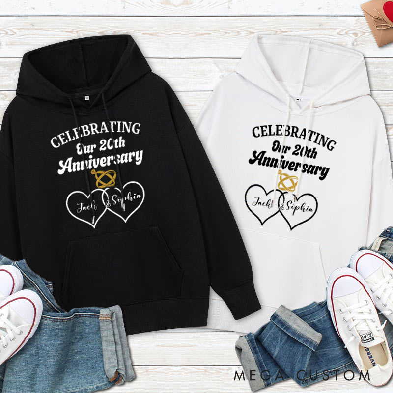 Personalized Celebrating Our 20th Anniversary Hoodie Couple 20th Anniversary Outfit for Husband Wife Causal Hoodie for Her Him
