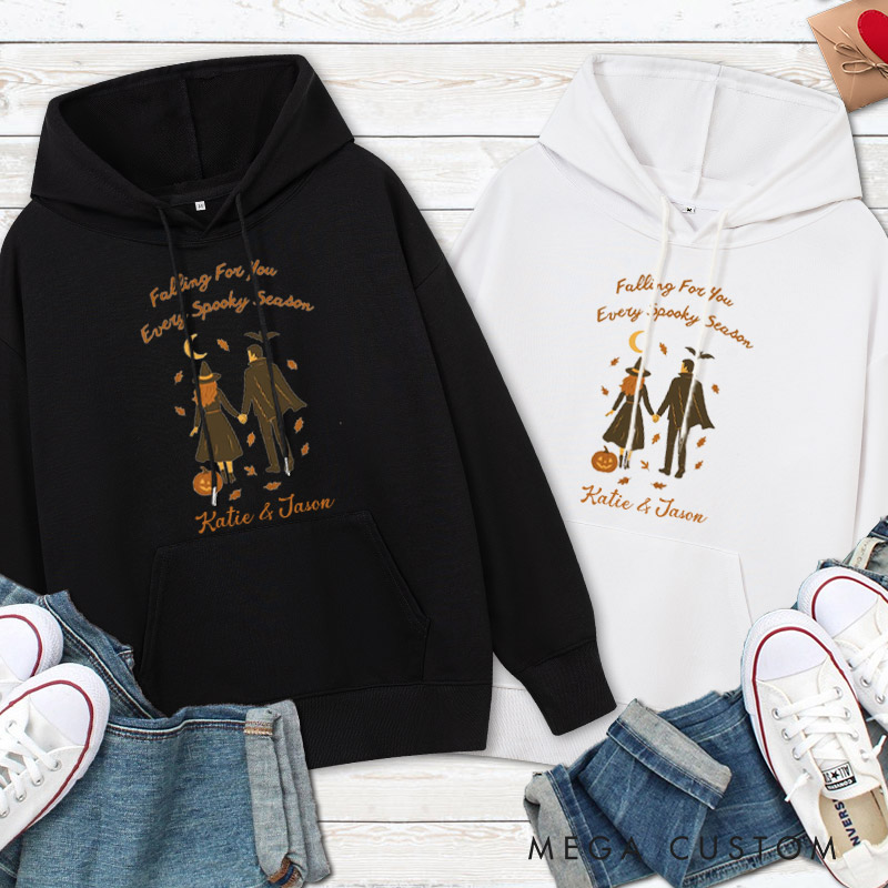 Personalized Falling for You Every Spooky Season Halloween Couple Hoodie