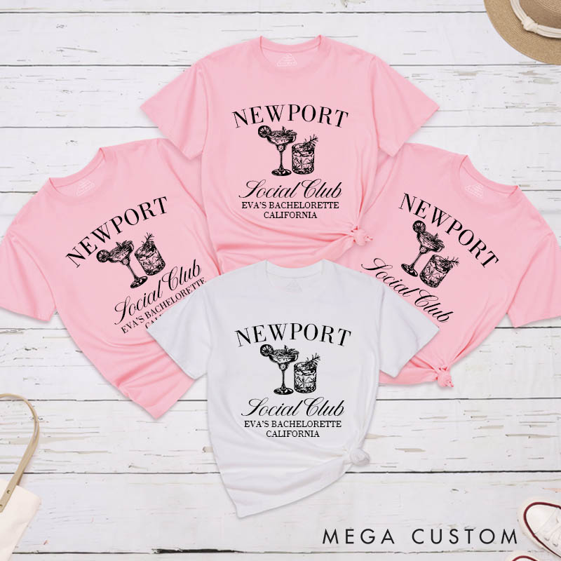 Personalized Bride Cocktail Social Club Matching T-Shirt Bridesmaid The Bach T-Shirt Bride's Crew T-Shirt Wedding Bachelorette Party Gift