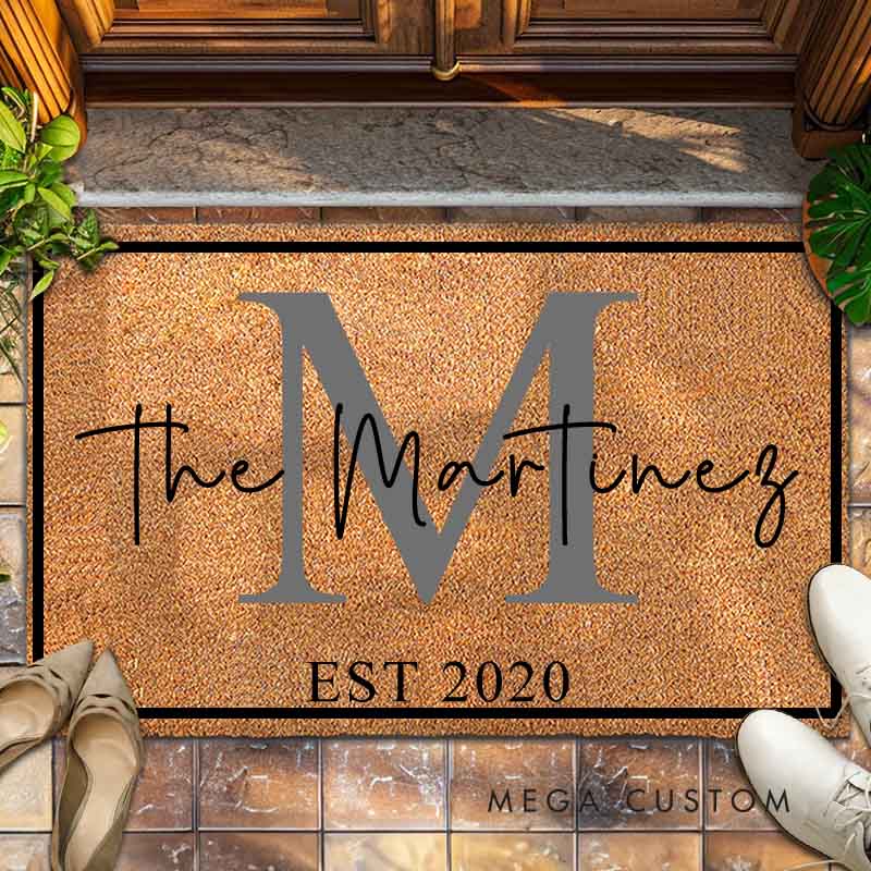 Personalized Couple Wedding Anniversary Doormat Monogram Last Name Design Doormat Newlyweds Anniversary Doormat for Husband Wife