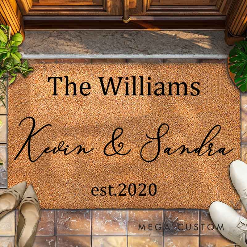 Personalized Couple Anniversary Doormat Couple Name Doormat with Last Name and Established Year Newlyweds Doormat for Him Her