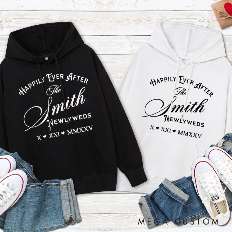 Personalized Newlyweds Happily Ever After Wedding Couple Hoodie
