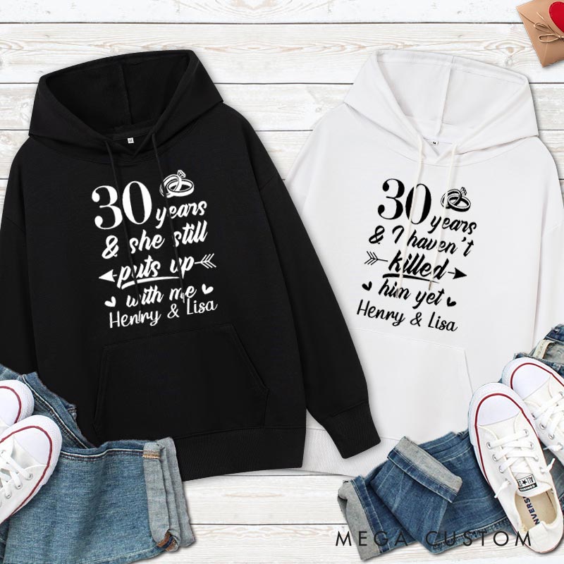 Personalized Funny 30th Anniversary Couple Hoodie Humor Couple 30 Years Anniversary Top Wear for Wife Husband Anniversary Outfit for Couple