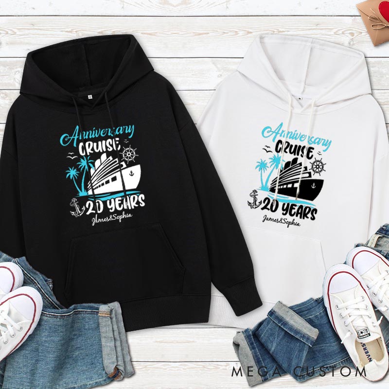Personalized 20th Anniversary Cruise Hoodie Couple Cruise 20 Years Anniversary Top Wear Wife Husband Anniversary Outfit