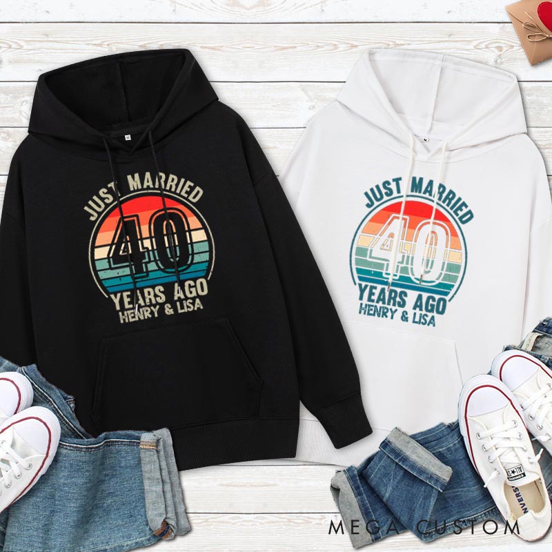 Personalized Just Married 40 Years Ago Anniversary Hoodie Couple 40 Years Anniversary Top Wear 40th Anniversary Outfit for Wife Husband