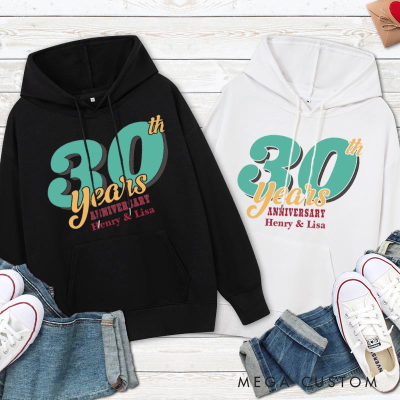Personalized 30th Anniversary Celebration Hoodie Couple 30 Years Anniversary Outfit 30th Anniversary Top Wear for Wife Husband