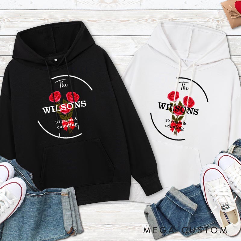 Personalized Personalized 30th Anniversary Rose Hoodie Couple 30 Years Top Wear 30th Rose Anniversary Outfit for Wife Husband