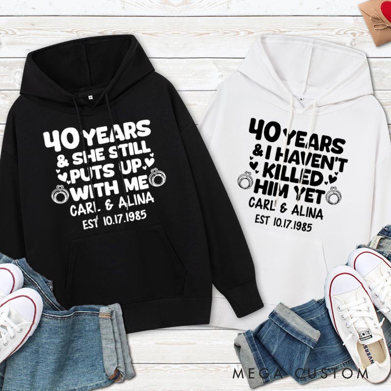 Personalized Funny 40th Anniversary Couple Hoodie Humor 40th Anniversary Hoodie for Couple Anniversary Outfit for Wife Husband