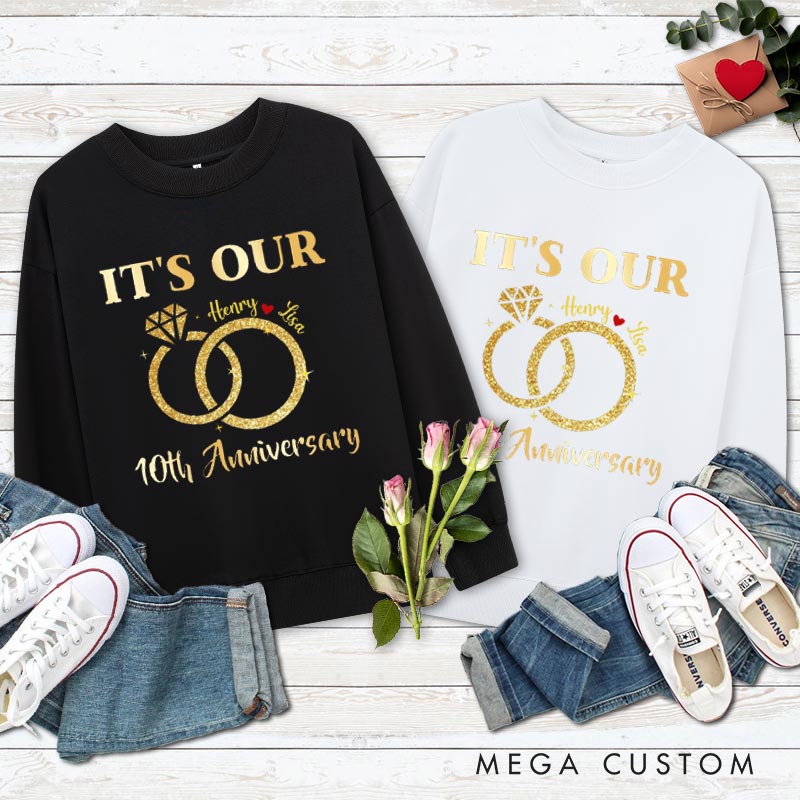 Personalized 25th Anniversary Sweatshirt Couple Anniversary Cruise Tops Celebrating 25 Years Tee for Wife Husband Couple Outfits for Her Him