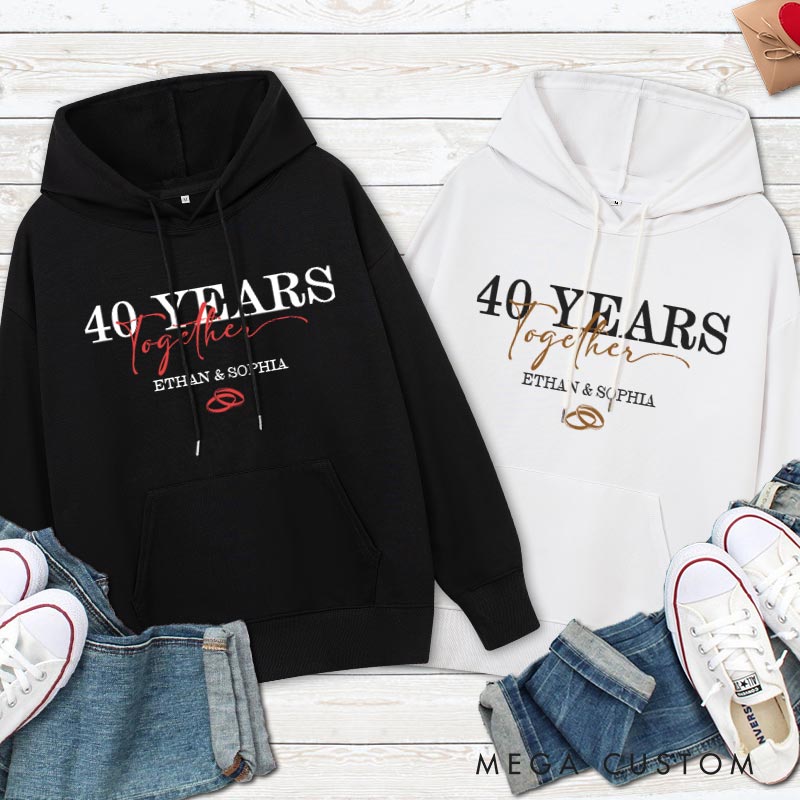 Personalized Couple 40 Years Together Anniversary Hoodie Husband Wife 40th Anniversary Outfit Couple Anniversary Hoodie for Her Him