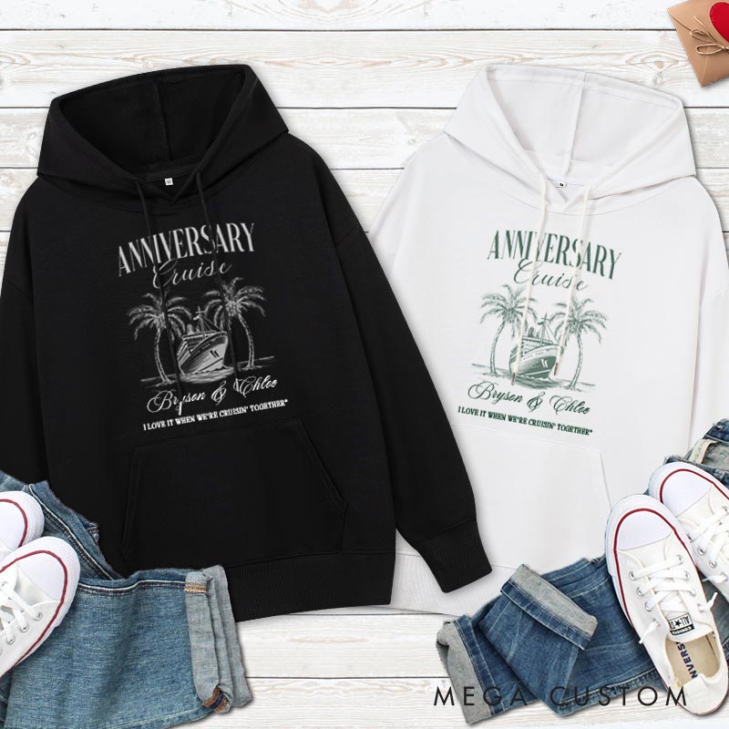 Personalized Anniversary Cruise Commemorative Hoodie Husband Wife Anniversary Outfit for Couple Anniversary Hoodie for Her Him