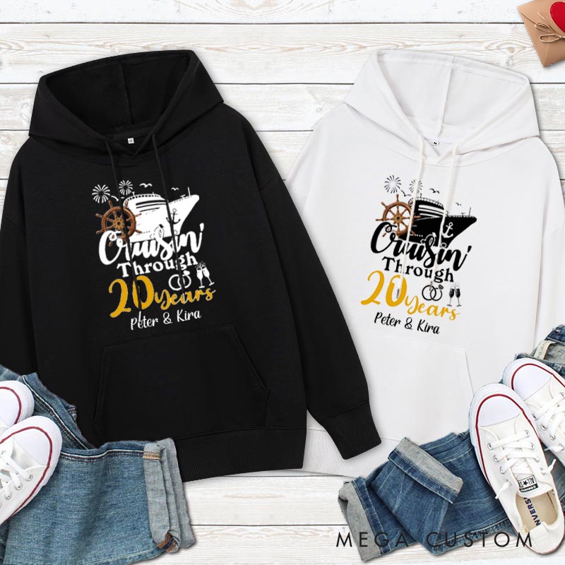 Personalized Cruisin' Through 20 Years Anniversary Hoodie 20th Couple Anniversary Outfit for Husband Wife
