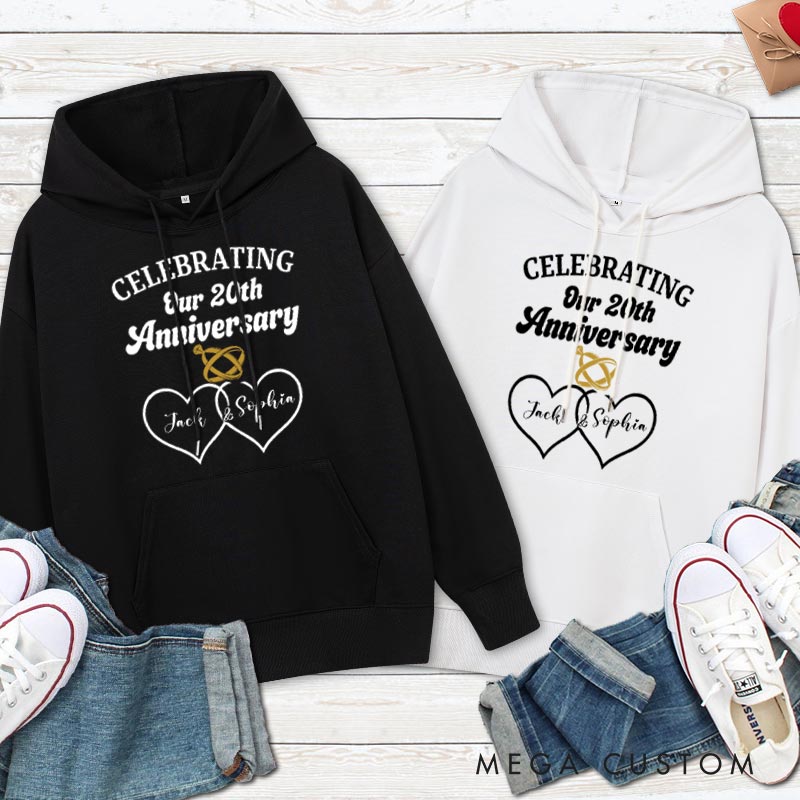 Personalized Celebrating Our 20th Anniversary Hoodie Couple 20th Anniversary Outfit for Husband Wife Causal Hoodie for Her Him